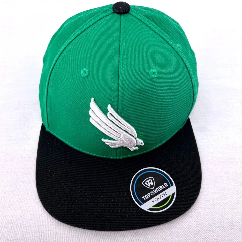 UNT North Texas Mean Green Eagle Cap Youth One Size Green Snapback Embroider NEW